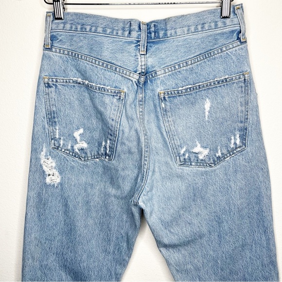 Agolde 90s Mid Rise Loose Fit Distressed Blue Jeans Size 26 - Picture 7 of 10